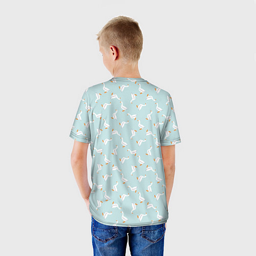 Детская футболка Гуси на нежно-голубом паттерн / 3D-принт – фото 4