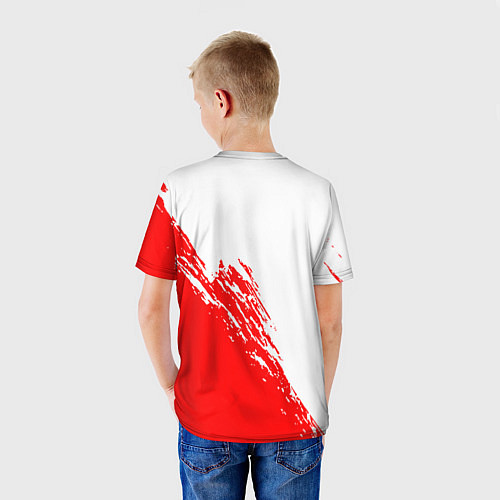 Детская футболка Mitsubishi - красная текстура / 3D-принт – фото 4