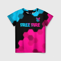 Детская футболка Free Fire - neon gradient: символ сверху