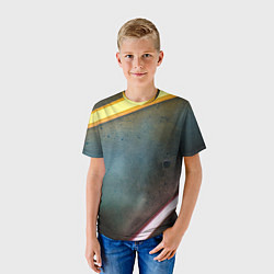 Футболка детская Абстрактная тёмная поверхность и неоновые фонари, цвет: 3D-принт — фото 2