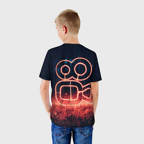 Детская футболка Неоновая камера во тьме / 3D-принт – фото 4
