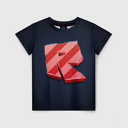 Детская футболка Roblox red - Роблокс полосатый логотип