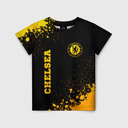 Детская футболка Chelsea - gold gradient: символ и надпись вертикал