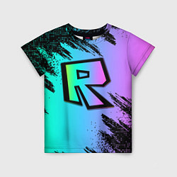 Детская футболка Roblox neon logo