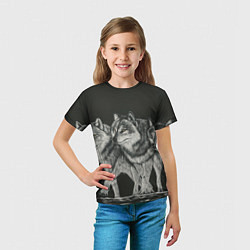 Футболка детская Три волка, цвет: 3D-принт — фото 2