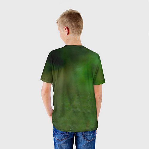 Детская футболка Волк на фоне зелени / 3D-принт – фото 4