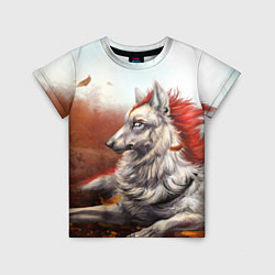 Детская футболка Арт - волк с рыжей гривой