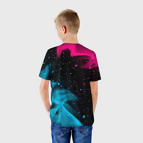 Детская футболка Dead Space - neon gradient: символ и надпись верти / 3D-принт – фото 4