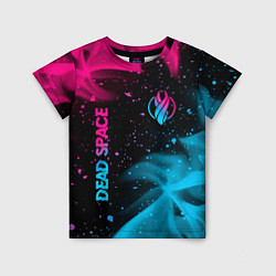Детская футболка Dead Space - neon gradient: символ и надпись верти