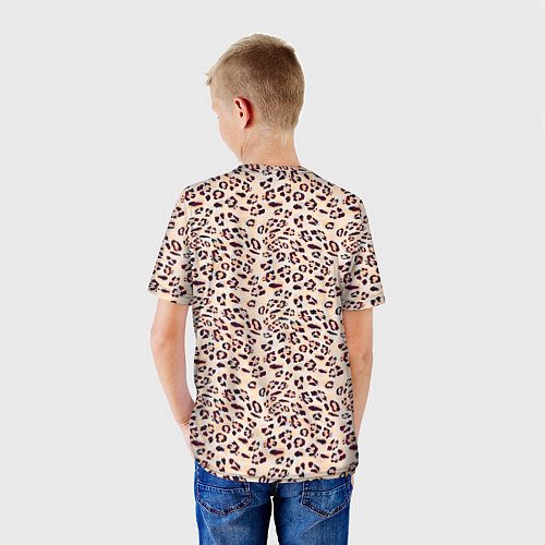 Детская футболка Коричневый с бежевым леопардовый узор / 3D-принт – фото 4