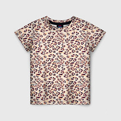 Детская футболка Коричневый с бежевым леопардовый узор