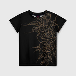 Детская футболка Элегантные розы на черном фоне