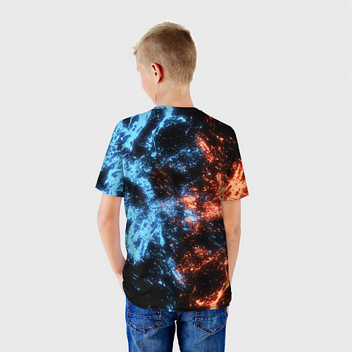 Детская футболка Огонь и вода - лев / 3D-принт – фото 4