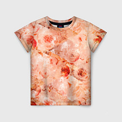 Детская футболка Гранжевый цветочный узор, коралловый фон
