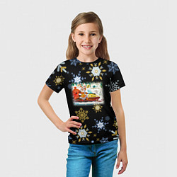 Футболка детская Новый Год Дед Мороз На Снегоходе, цвет: 3D-принт — фото 2