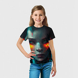 Футболка детская Лицо женщины - киборга, цвет: 3D-принт — фото 2