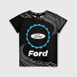 Детская футболка Ford в стиле Top Gear со следами шин на фоне
