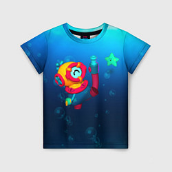 Детская футболка Brawl Stars - Отис, подводный мир