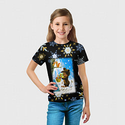 Футболка детская Новый год мишка угощает белочек, цвет: 3D-принт — фото 2