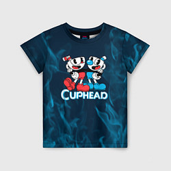 Детская футболка Cuphead синий огонь