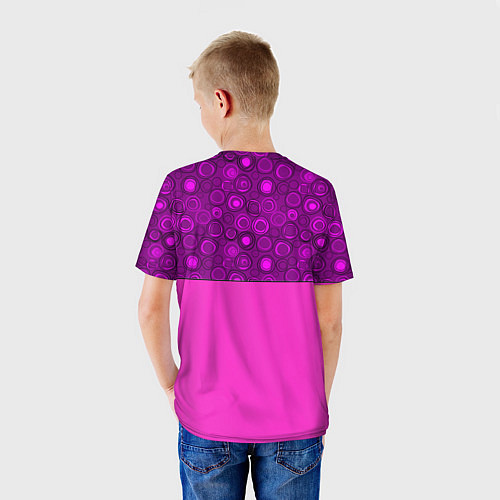 Детская футболка Розовый комбинированный неоновый узор / 3D-принт – фото 4