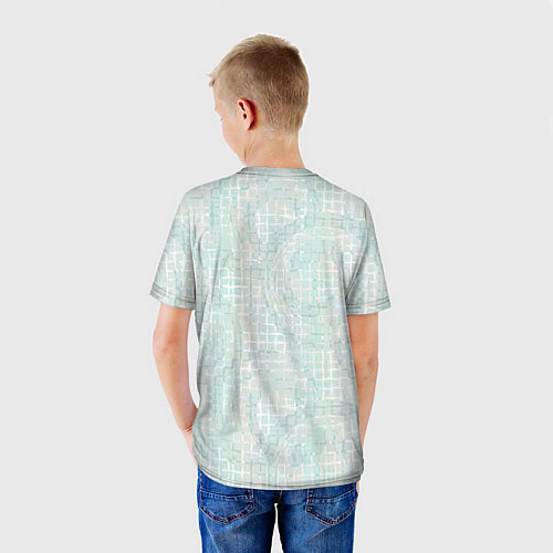 Детская футболка Круги на клетчатом серо-белом фоне / 3D-принт – фото 4