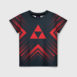 Детская футболка Красный символ Zelda на темном фоне со стрелками