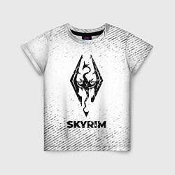 Детская футболка Skyrim с потертостями на светлом фоне