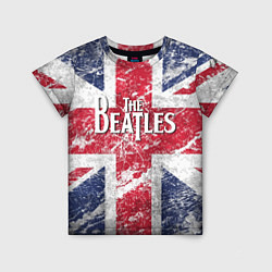 Детская футболка The Beatles - лого на фоне флага Великобритании
