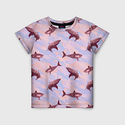 Детская футболка Акулы на фоне неба