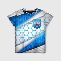 Футболка детская Синий герб России на объемном фоне, цвет: 3D-принт