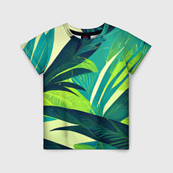 Детская футболка Яркие тропические листья пальмы