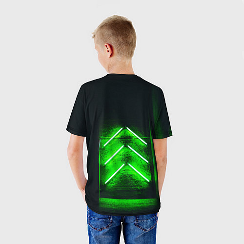 Детская футболка Неоновые зелёные стрелки во тьме / 3D-принт – фото 4