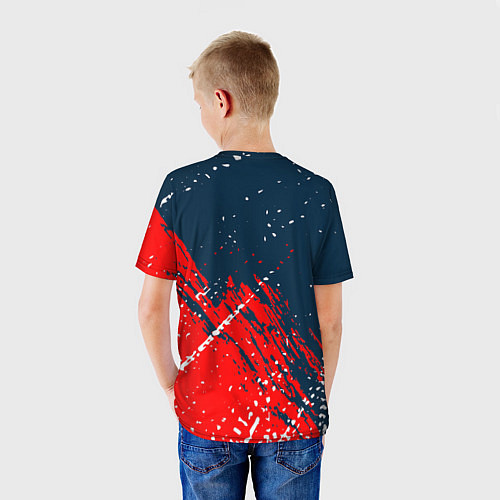 Детская футболка Gears of War - бела-красная текстура / 3D-принт – фото 4