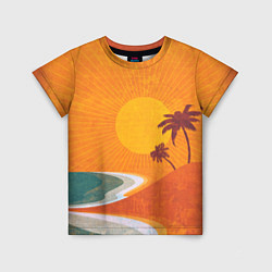 Детская футболка Закат на побережье минимализм