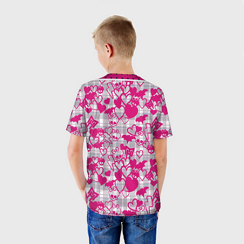 Детская футболка Розовые черепа паттерн / 3D-принт – фото 4