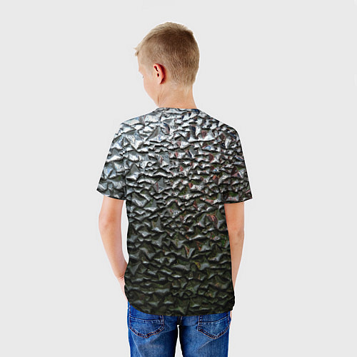 Детская футболка Неровная металлическая поверхность / 3D-принт – фото 4