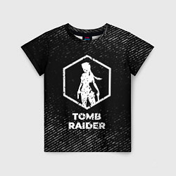 Детская футболка Tomb Raider с потертостями на темном фоне