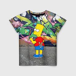 Детская футболка Хулиган Барт Симпсон на фоне стены с граффити