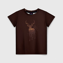 Детская футболка Силуэт оленя с осенним лесом