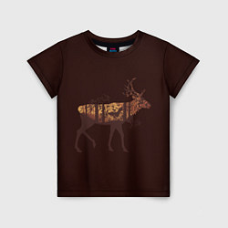 Детская футболка Осенний лес в силуэте оленя
