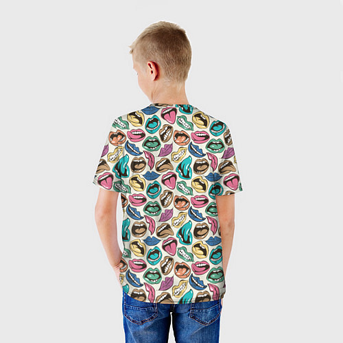 Детская футболка Губы разноцветные поп арт / 3D-принт – фото 4
