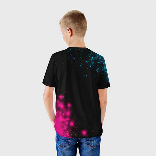 Детская футболка SsangYong - neon gradient: надпись, символ / 3D-принт – фото 4