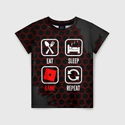 Футболка детская Eat, sleep, Roblox, repeat, цвет: 3D-принт