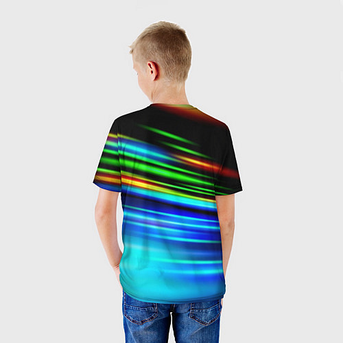 Детская футболка Абстрактные неоновые полосы / 3D-принт – фото 4