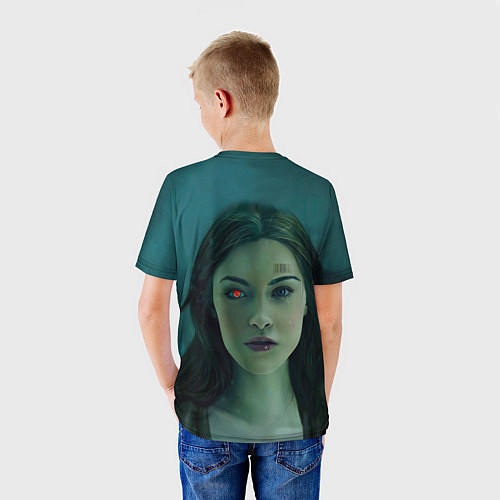 Детская футболка Женщина - киборг / 3D-принт – фото 4