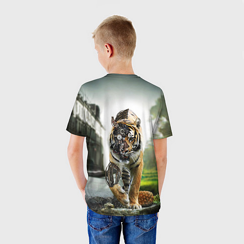 Детская футболка Кибернетический тигр / 3D-принт – фото 4
