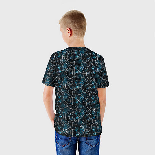 Детская футболка Знаки зодиака и звезды на сине- черном фоне / 3D-принт – фото 4