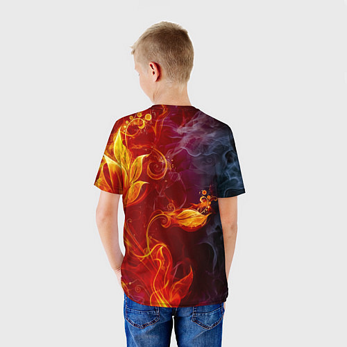 Детская футболка Огненный цветок с дымом / 3D-принт – фото 4