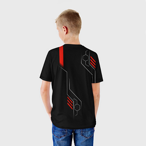 Детская футболка Samurai - Красный техно - Киберпанк / 3D-принт – фото 4